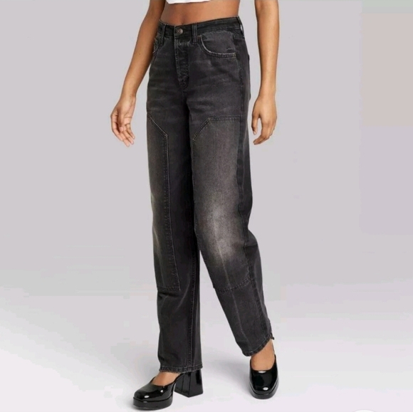 wild fable Denim - Wild Fable High-Rise Straight EasyRigid Black Wash Jeans Size 6/32"
